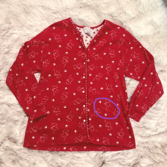 Vintage Earth Angels Red Scottish Terrier Puppy Dog Print Shirt - Picture 11 of 11